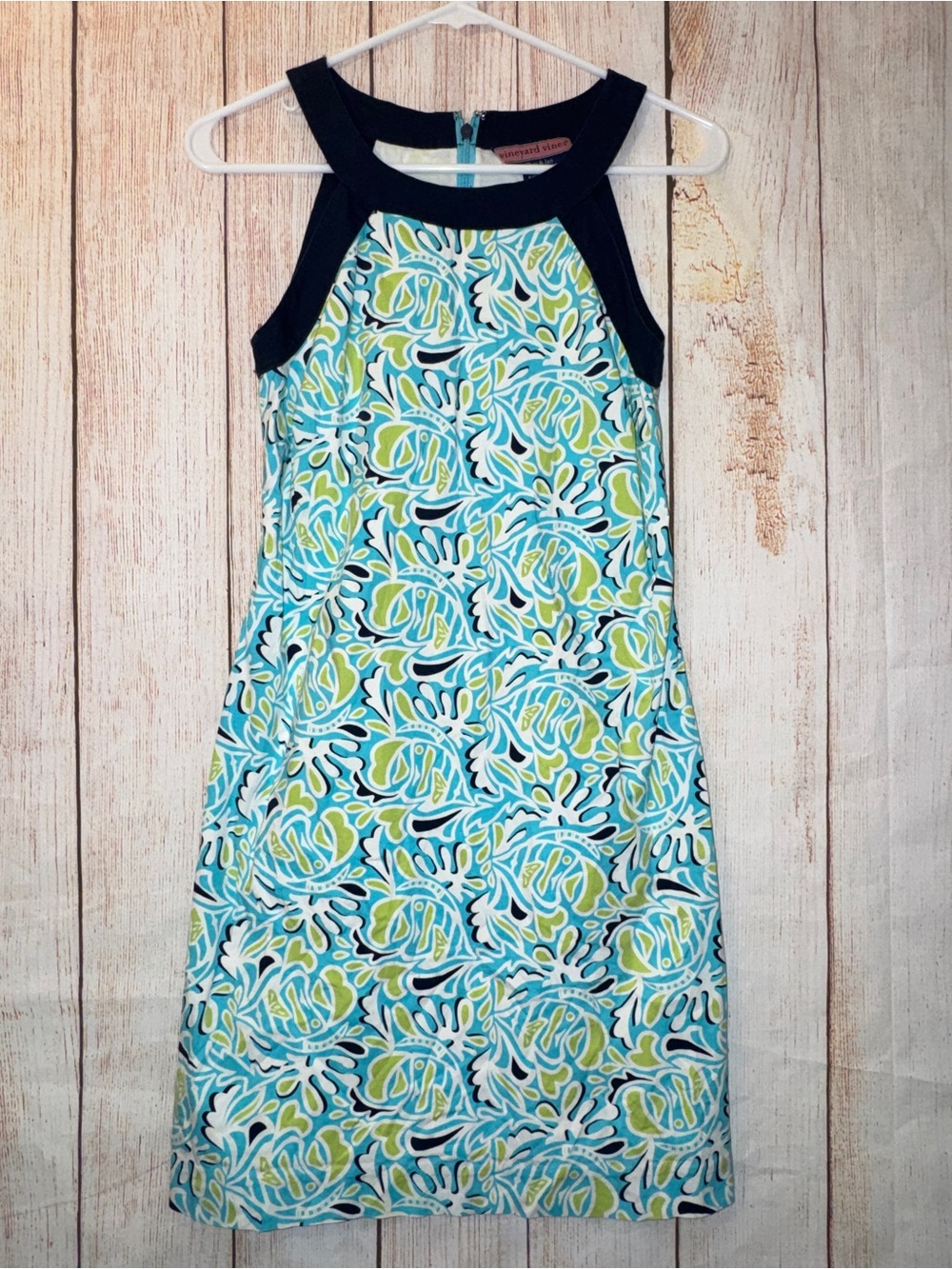 Vineyard Vines Teal, Lime & Navy Tropical Fish Patterned Mini Dress XS - Picture 1 of 5